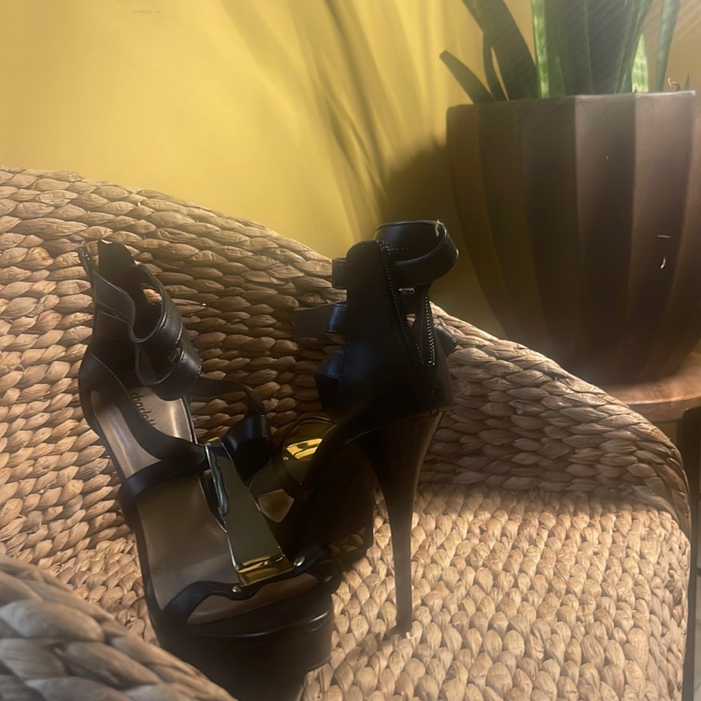 black and gold heels